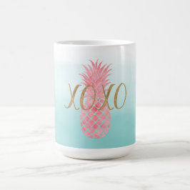 Rosa Tropiskt anananas med vattenfärg Kaffemugg