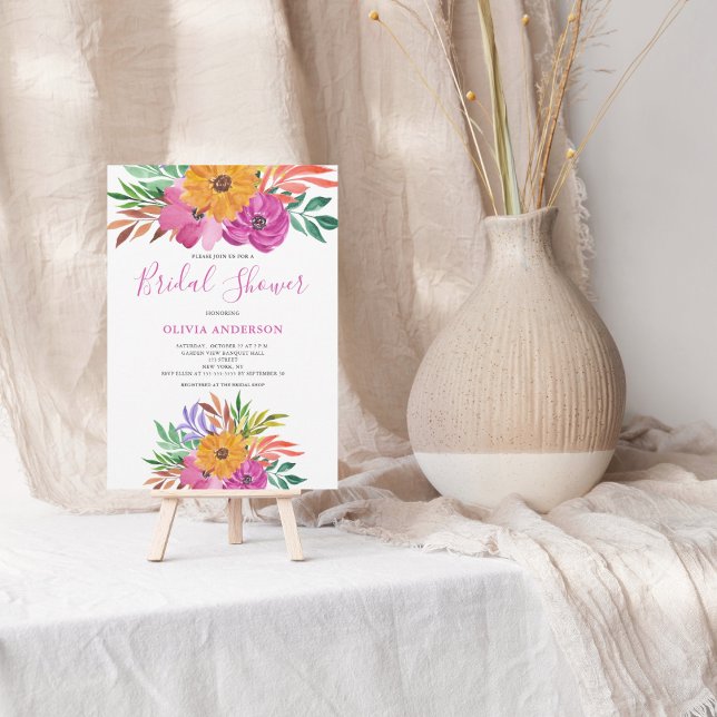 Rosa tropiskt blommande bröllopsfestinbjudan inbjudningar (Skapare uppladdad)