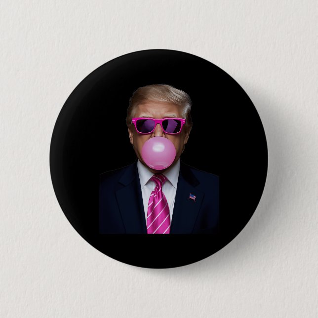 Rosa Trump Bubble Gum 2024 President Funny Cu Knapp (Framsida)