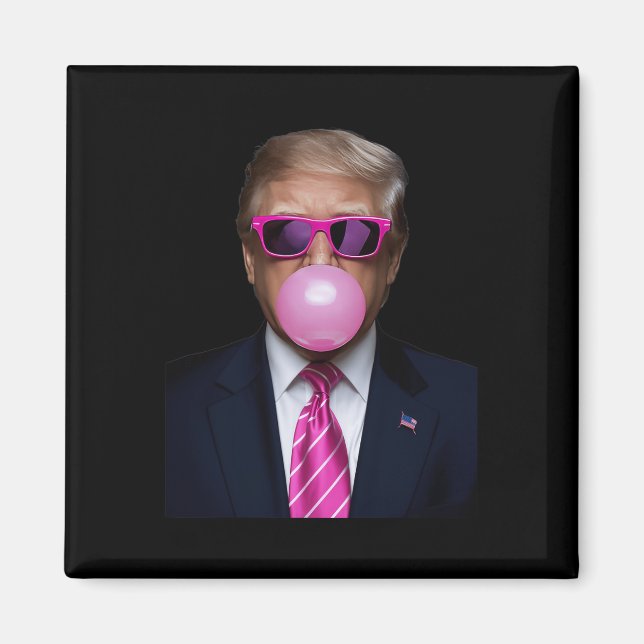 Rosa Trump Bubble Gum 2024 President Funny Cu Magnet (Framsidan)