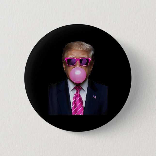 Rosa Trump Bubble Gum Gift 2024 Omröstning Roligt Knapp (Framsida)
