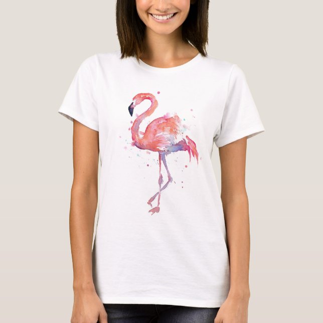rosa tshirt för flamingoflorida vattenfärg t shirt (Framsida)