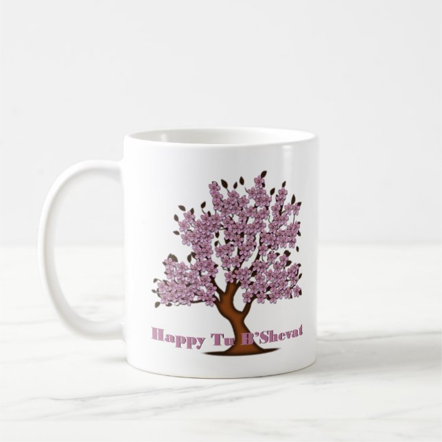 Rosa Tu B'Shevat Flower Träd Kaffemugg (Vänster)