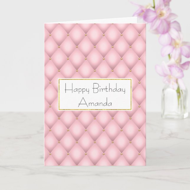 Rosa Tuftad Diamond Mönster Birthday Kort (Orkide)