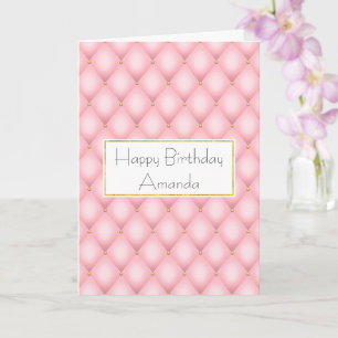 Rosa Tuftad Diamond Mönster Birthday Kort