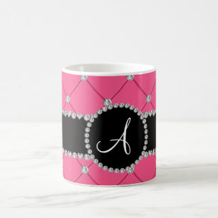 Rosa tuftdiamanter för Monogram Kaffemugg