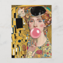 Rosa Tuggummidame med Gustav Klimts Kattkonst