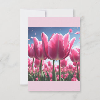 Rosa Tulip-anteckningskort Tack Kort