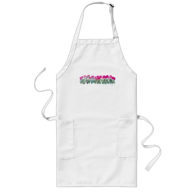 Rosa Tulip Apron Långt Förkläde (Framsidan)