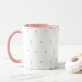 Rosa Tulip Blommigt Minimalistic Simple Girly Cute Mugg