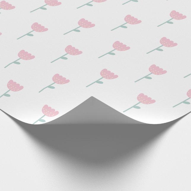 Rosa Tulip Blommigt Minimalistic Simple Presentpapper (Hörn)