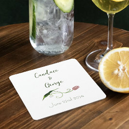 Rosa Tulip Blommigt Underlägg Papper Kvadrat