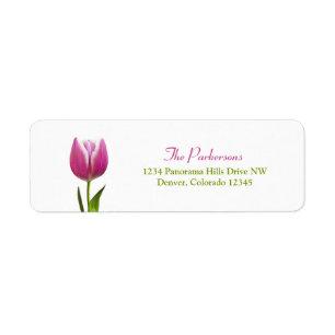 Rosa Tulip Bröllop Returetiketter Returadress Etikett