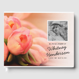 Rosa Tulip Condolence | Fotobegravningsminne Gästböcker