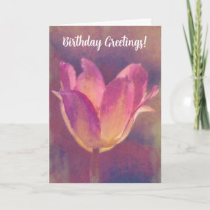 Rosa Tulip Flower Art Birthday Card Kort