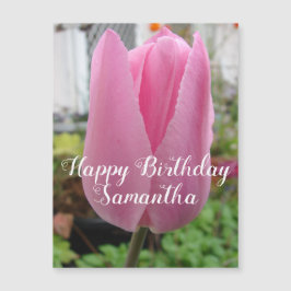 Rosa Tulip Flower Blommigt Birthday Tulips Magneti