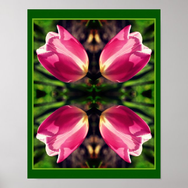 Rosa Tulip Flower in Sunlight Spegel Abstrakt Poster (Framsidan)