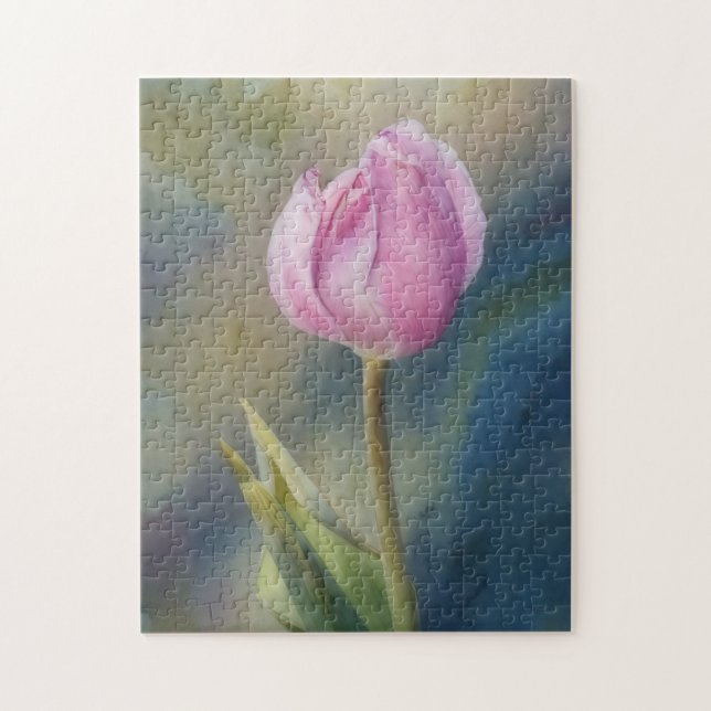 Rosa Tulip Flower Vår Art Puzzle Pussel (Vertikal)