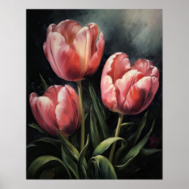 Rosa Tulip Flowers Art Print Poster