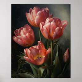 Rosa Tulip Flowers Art Print Poster