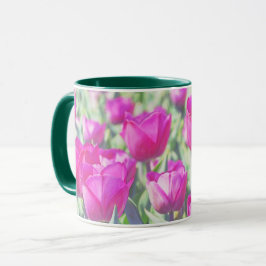 Rosa Tulip Flowers Blommigt Art Mugg