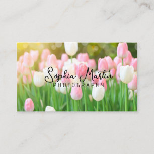 Rosa Tulip Flowers Fotografi Visitkort