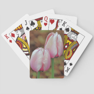 Rosa Tulip Flowers med regndroppar Casinokort