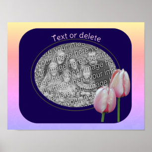 Rosa Tulip Flowers Ram Skapar ditt eget foto Poster