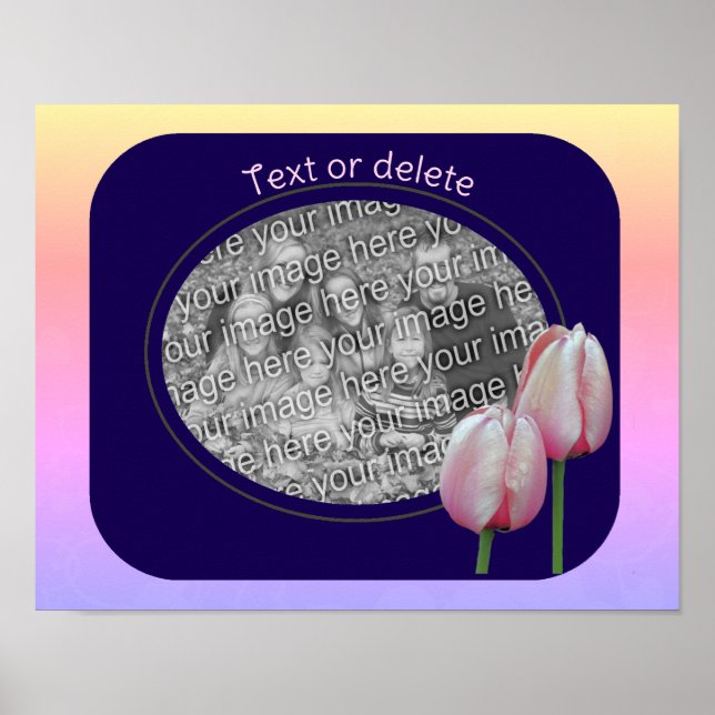 Rosa Tulip Flowers Ram Skapar ditt eget foto Poster (Framsidan)