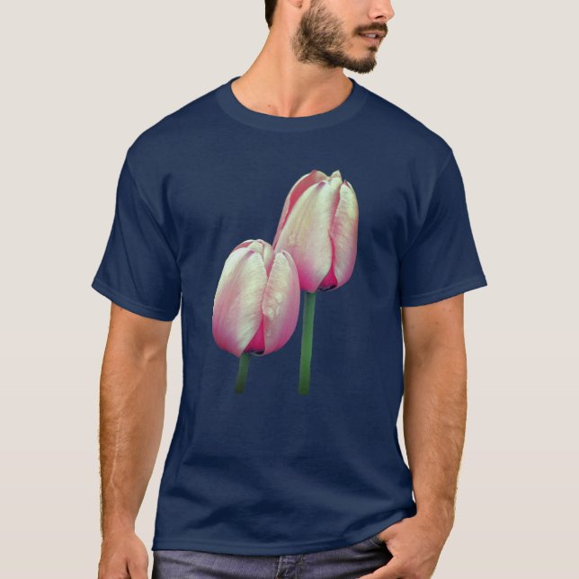 Rosa Tulip Flowers T Shirt (Framsida)