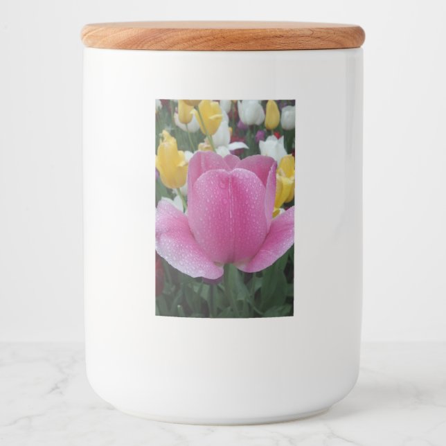 Rosa Tulip Food Container Label Mat Etikett (Framsida)