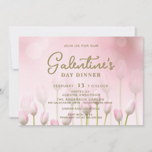 Rosa Tulip Galentine's Middag Brunch Party Inbjuda Inbjudningar