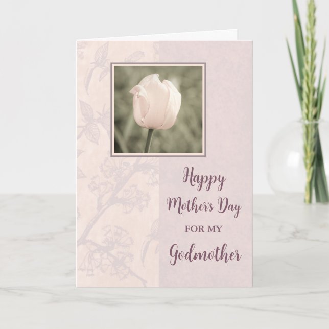 Rosa Tulip Godmor Lycklig Mors dag Card Kort (Framsida)
