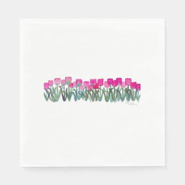Rosa Tulip Grove Luncheon Napkins Pappersservett (Framsidan)
