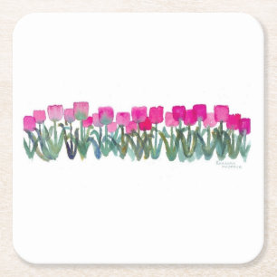 Rosa Tulip Grove Papper Underlägg Kvadrat