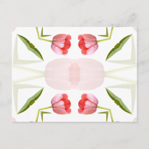 Rosa Tulip Kaleidoscope Mönster Vykort