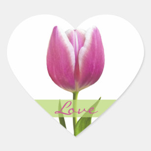 Rosa Tulip Kärlek Heart Bröllop kuvertförsegling Hjärtformat Klistermärke
