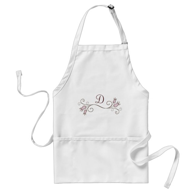 Rosa Tulip Monogram Anpassningsbar Aprons Förkläde (Framsidan)