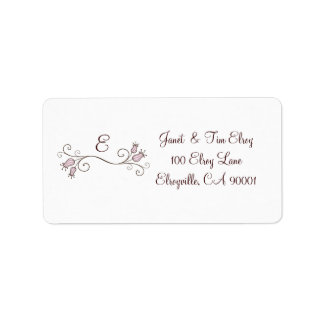Rosa Tulip Monogram Anpassningsbar Etiketter Adressetikett