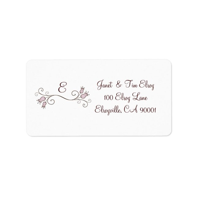 Rosa Tulip Monogram Anpassningsbar Etiketter Adressetikett (Framsidan)