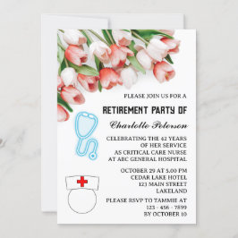 Rosa Tulip Nurse Pension Party Inbjudningar