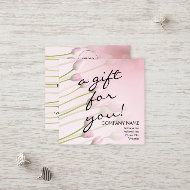 Rosa Tulip QR-Tackens förmånskvittokort Rabattkort (Fram/Back In Situ)