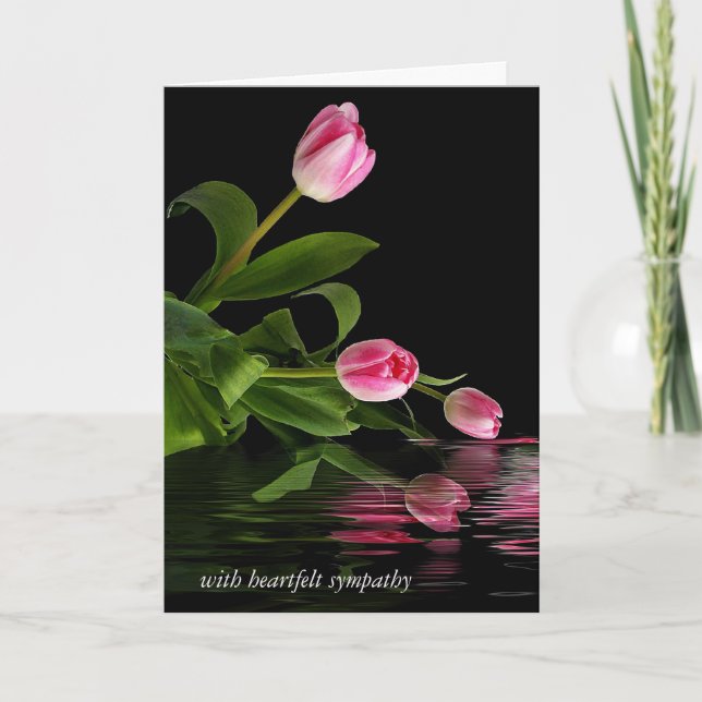 Rosa Tulip reflektion i Vatten sympati Kort (Framsida)
