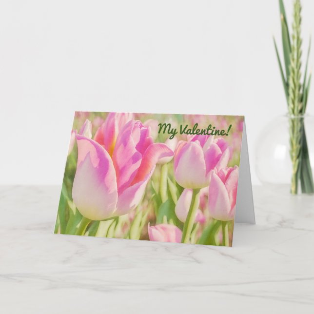 Rosa Tulip Rosa Flower Valentine Card Kort (Framsida)