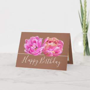 Rosa Tulip Söt Blommigt Bouquet Birthday Kort