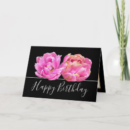 Rosa Tulip Söt Blommigt Bouquet Birthday Kort