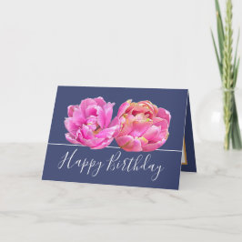 Rosa Tulip Söt Blommigt Bouquet Birthday Kort