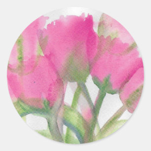 Rosa Tulip Sticker Runt Klistermärke