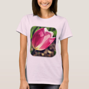 Rosa Tulip Sunlight Blommigt Natature T Shirt