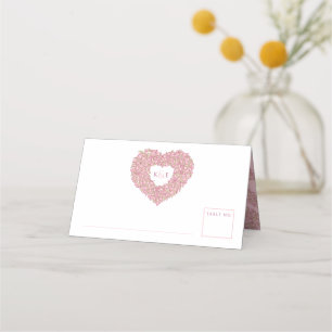 Rosa tulip teckning monogram bröllop placeringskort